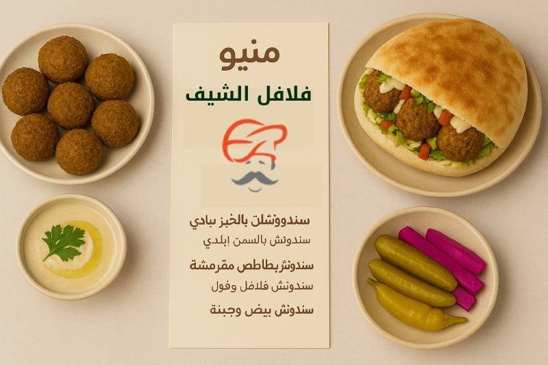 منيو فلافل الشيف – اكتشف ألذ أطباق الفلافل والسندوتشات الشعبية في السعودية